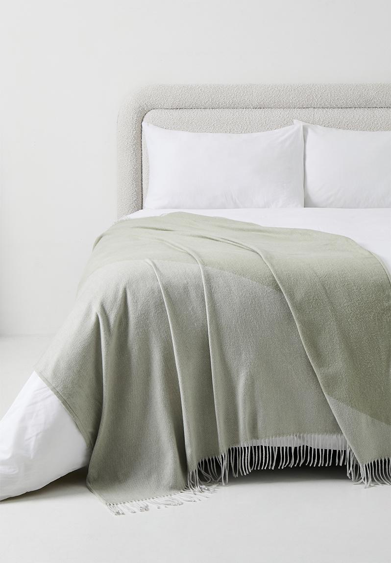 Diagonal Weave Throw Olive & Fog