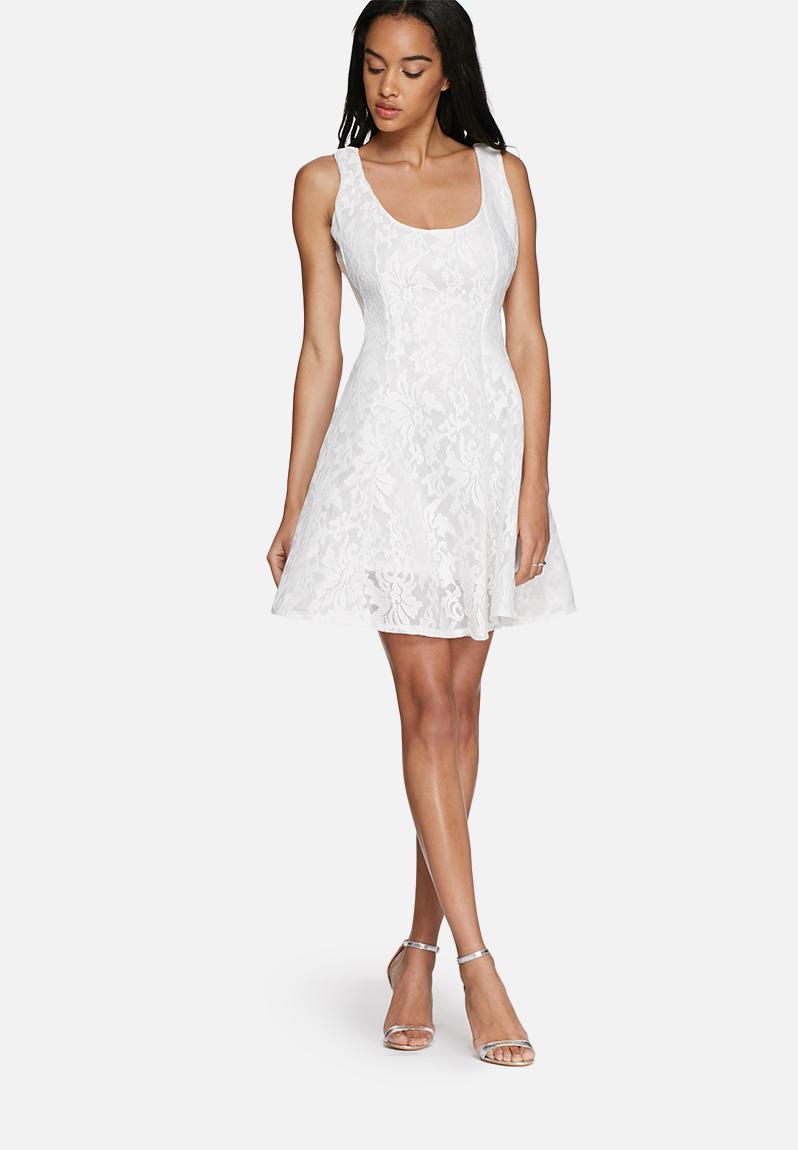 Lace fit and flare dress - white Glamorous Occasion | Superbalist.com