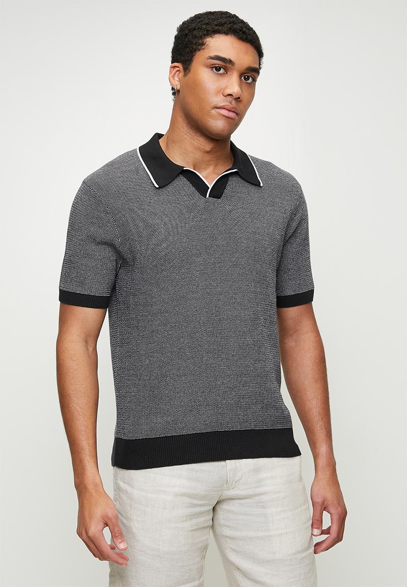 Skipper knit polo birds eye stitch - jet black