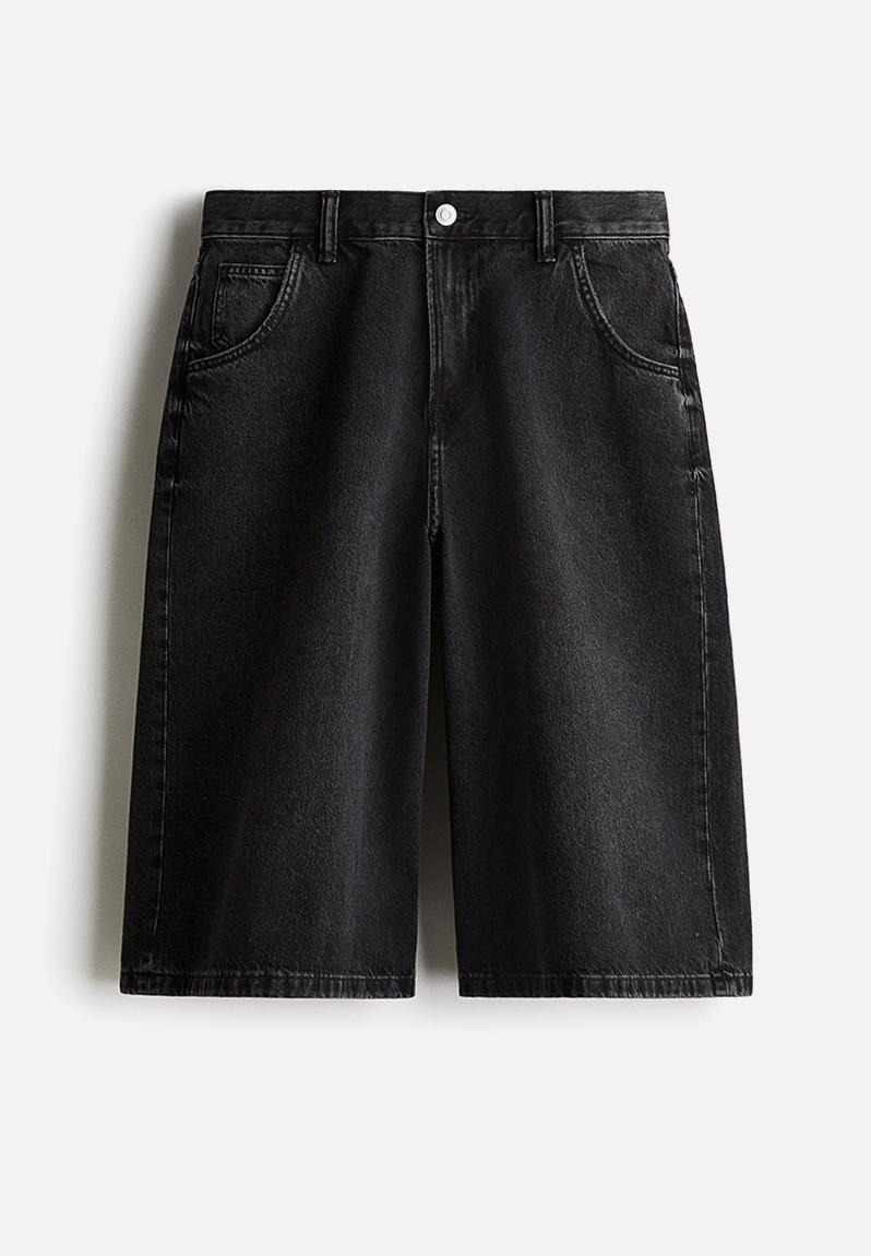 Super baggy denim shorts - denim black - 1276629003