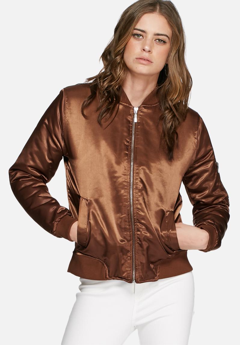 Satin bomber jacket - brown Missguided Jackets | Superbalist.com