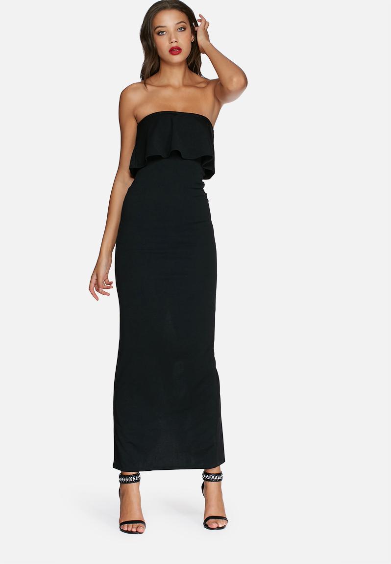 Bandeau Frill Maxi Dress Black Missguided Occasion 9916