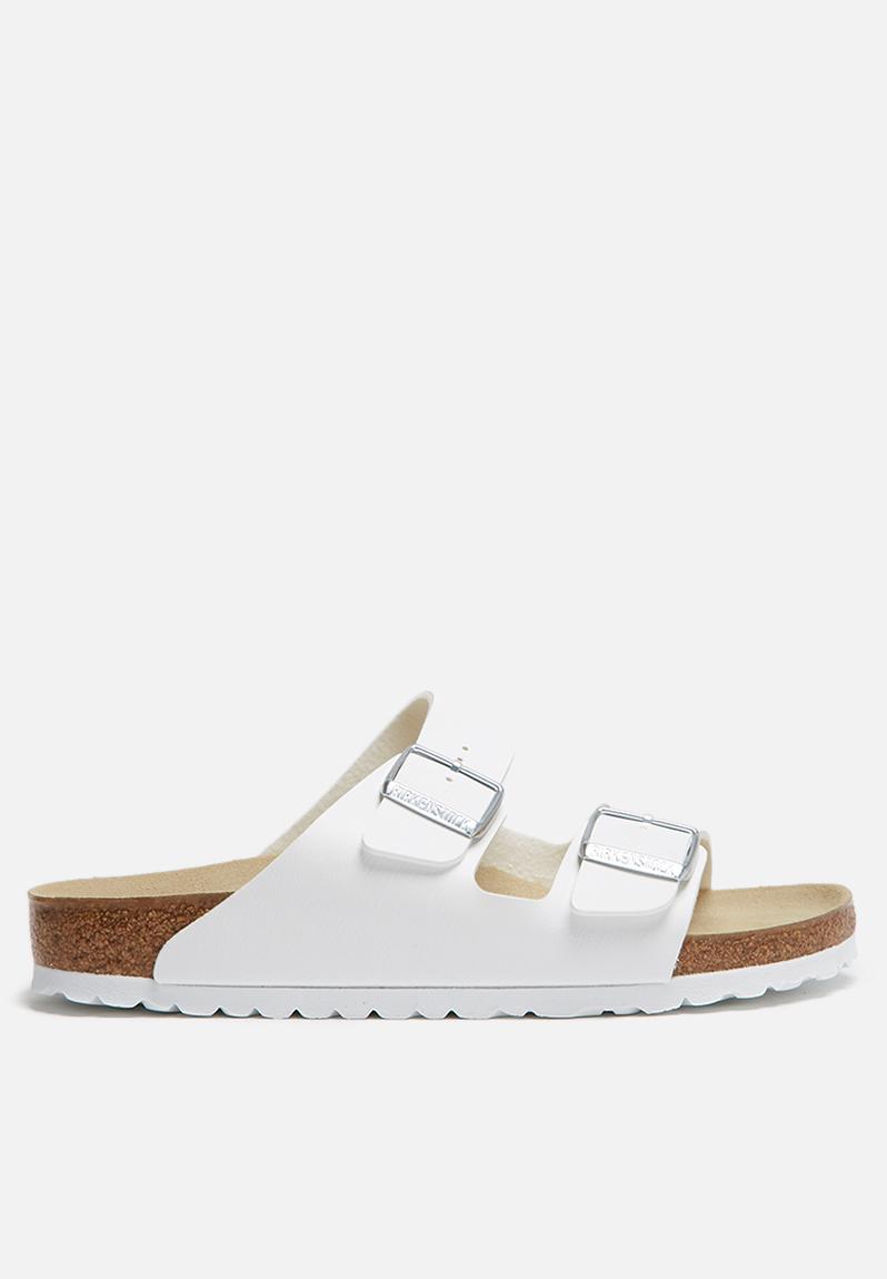 birkenstock arizona flat sandals in white