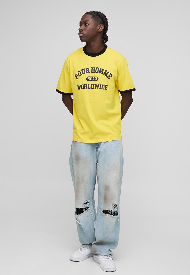 Regular Fit Pour Homme Ringer T-Shirt - Yellow