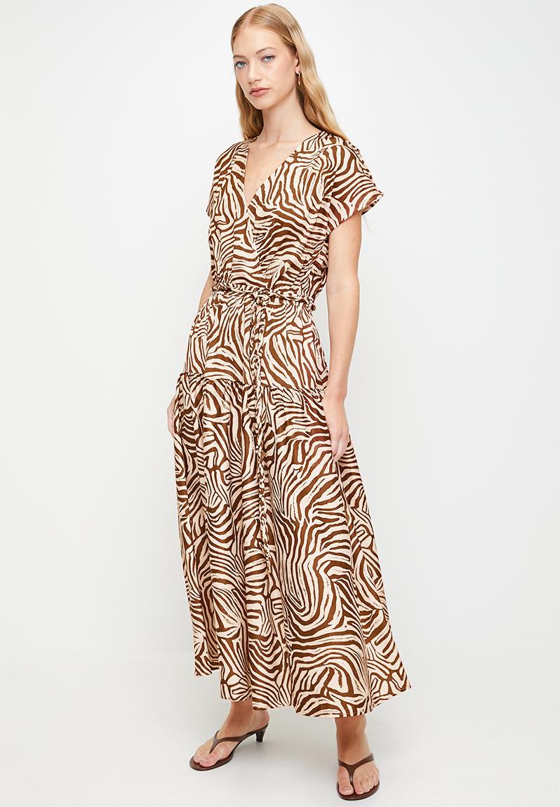 Pringle Zuri Stripe Satin Maxi Dress - Multi Brown