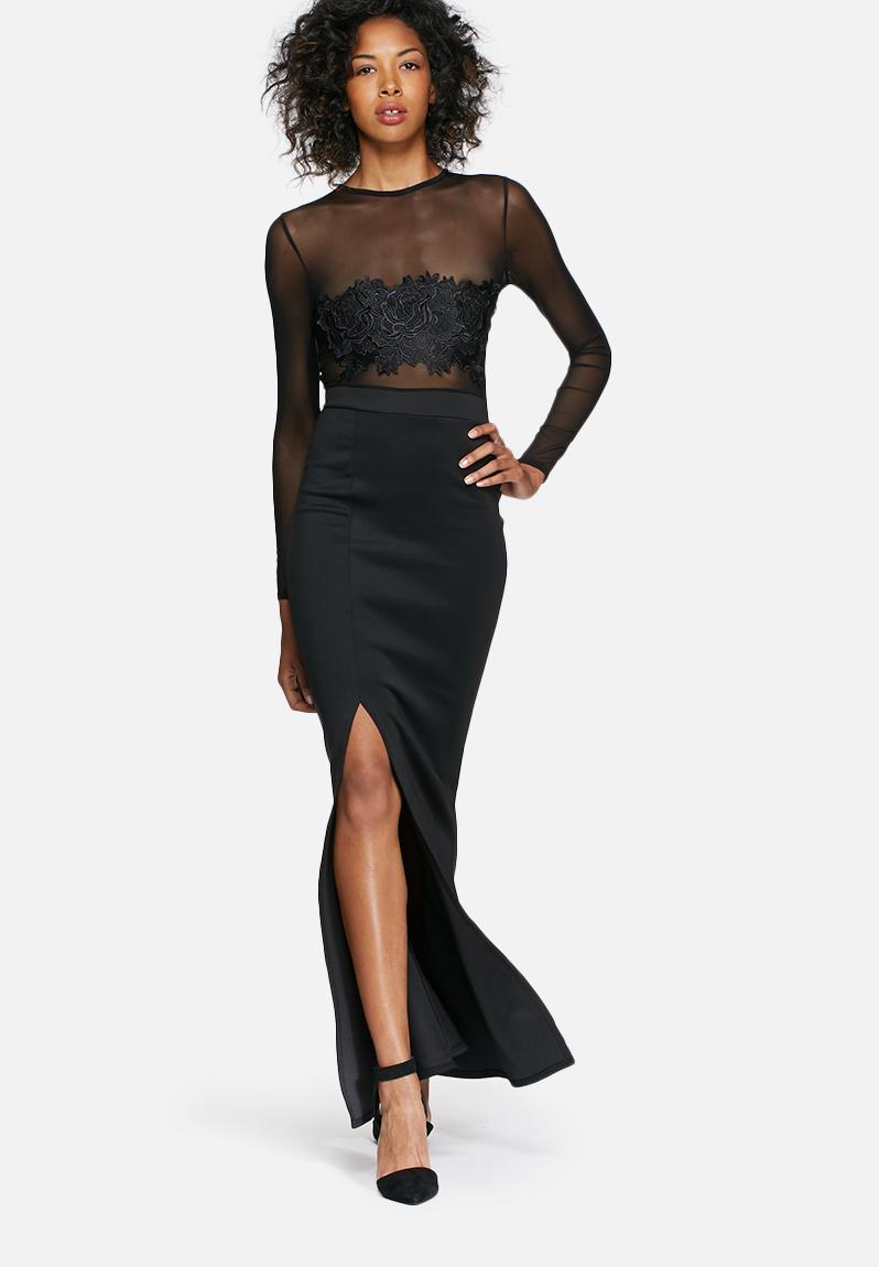 black mesh maxi