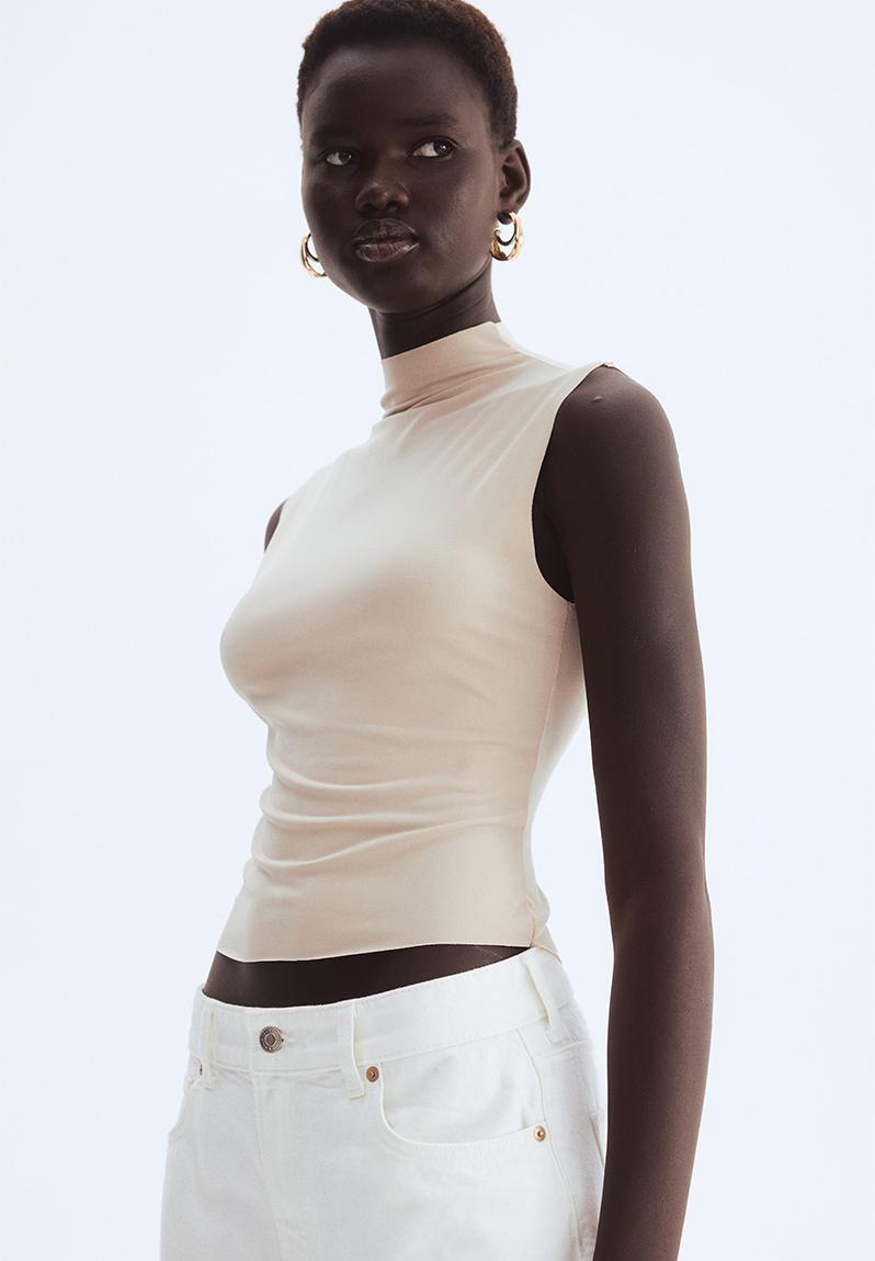 ANDWANG AND bijou high neck tops ベージュ Sleeveless turtleneck top - light beige - 1293315003