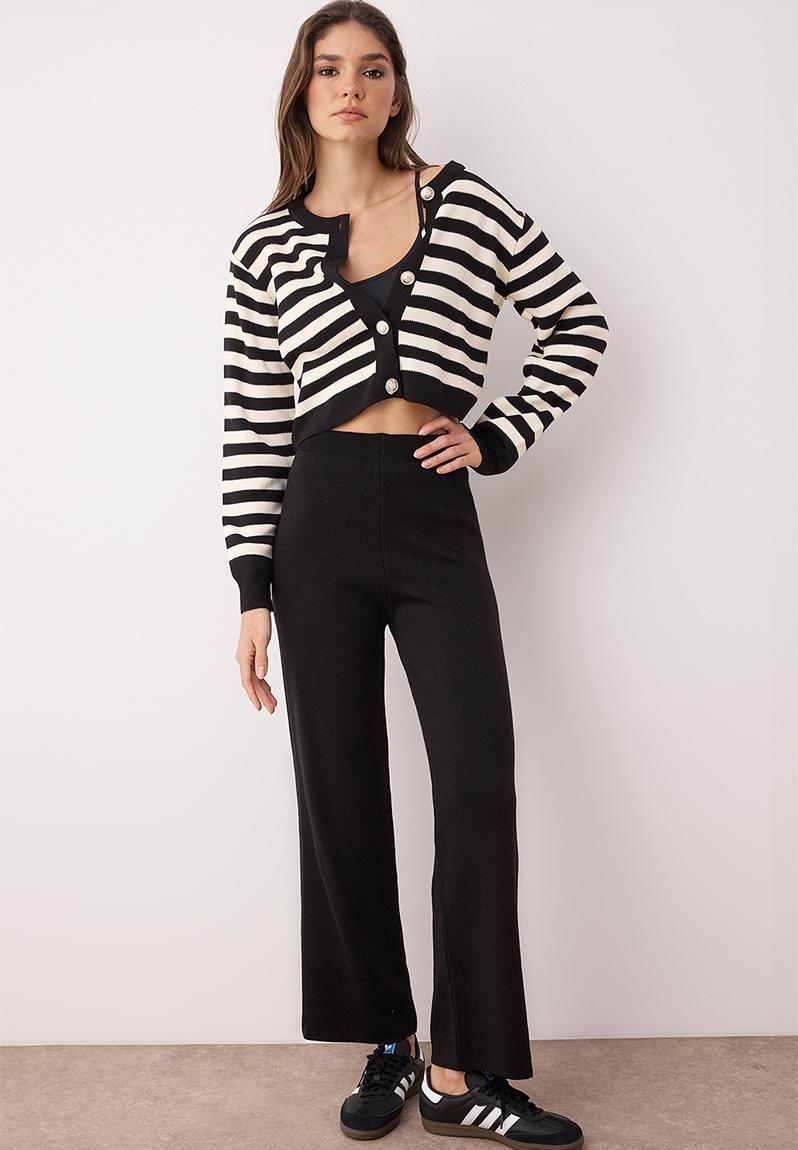 Crop/Short Knitwear Bottom-Top Set - Black*001