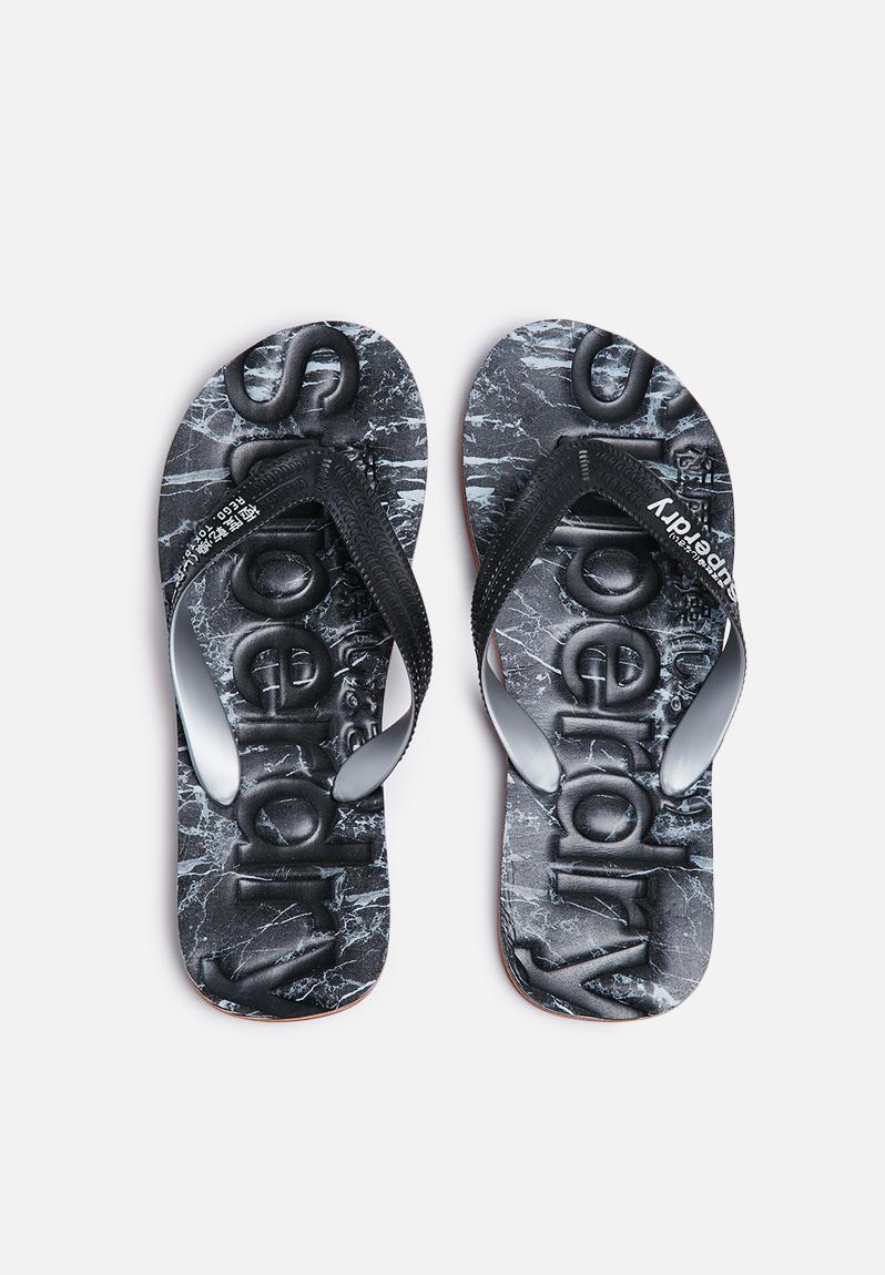 Marble flip flop - black marble & vibrant orange Superdry. Sandals ...