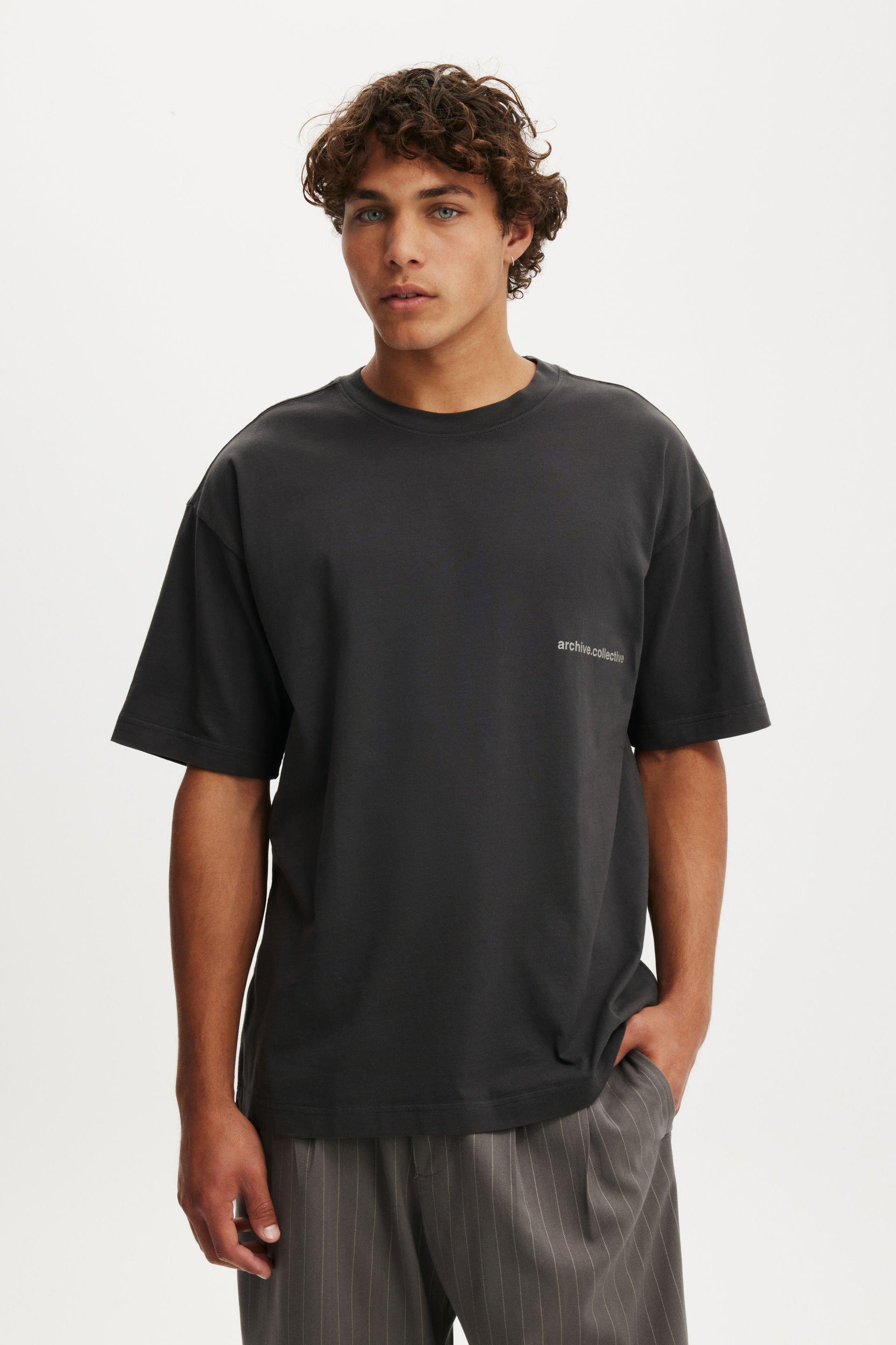 Box Fit Text T-Shirt - Washed Black/Archive Collective