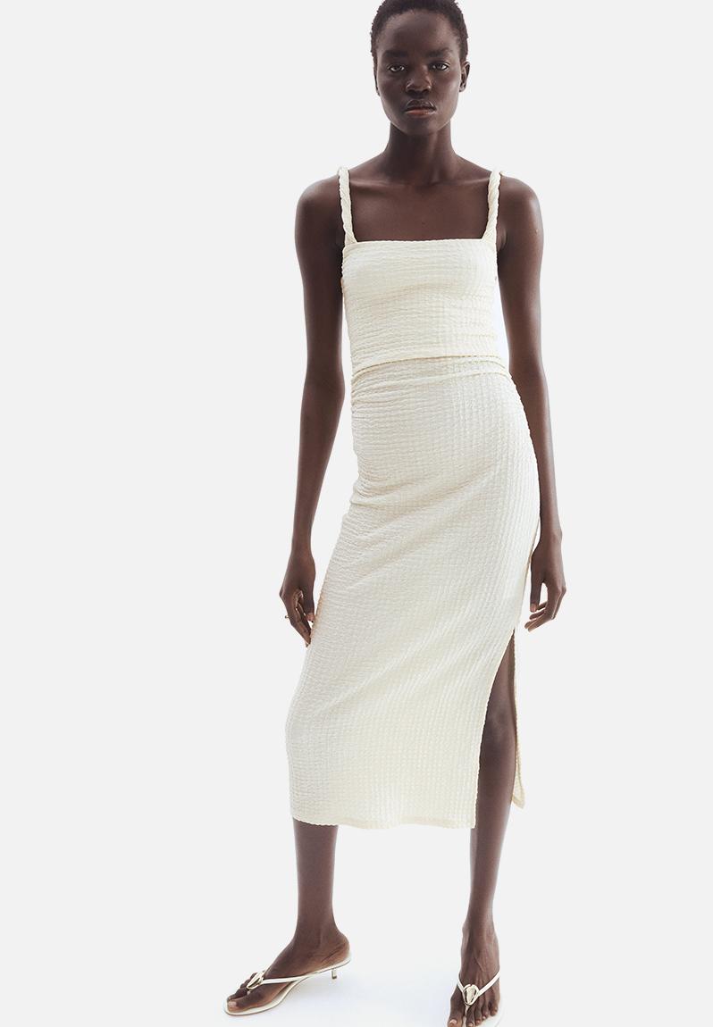 Textured jersey midi dress - cream - 1296786001