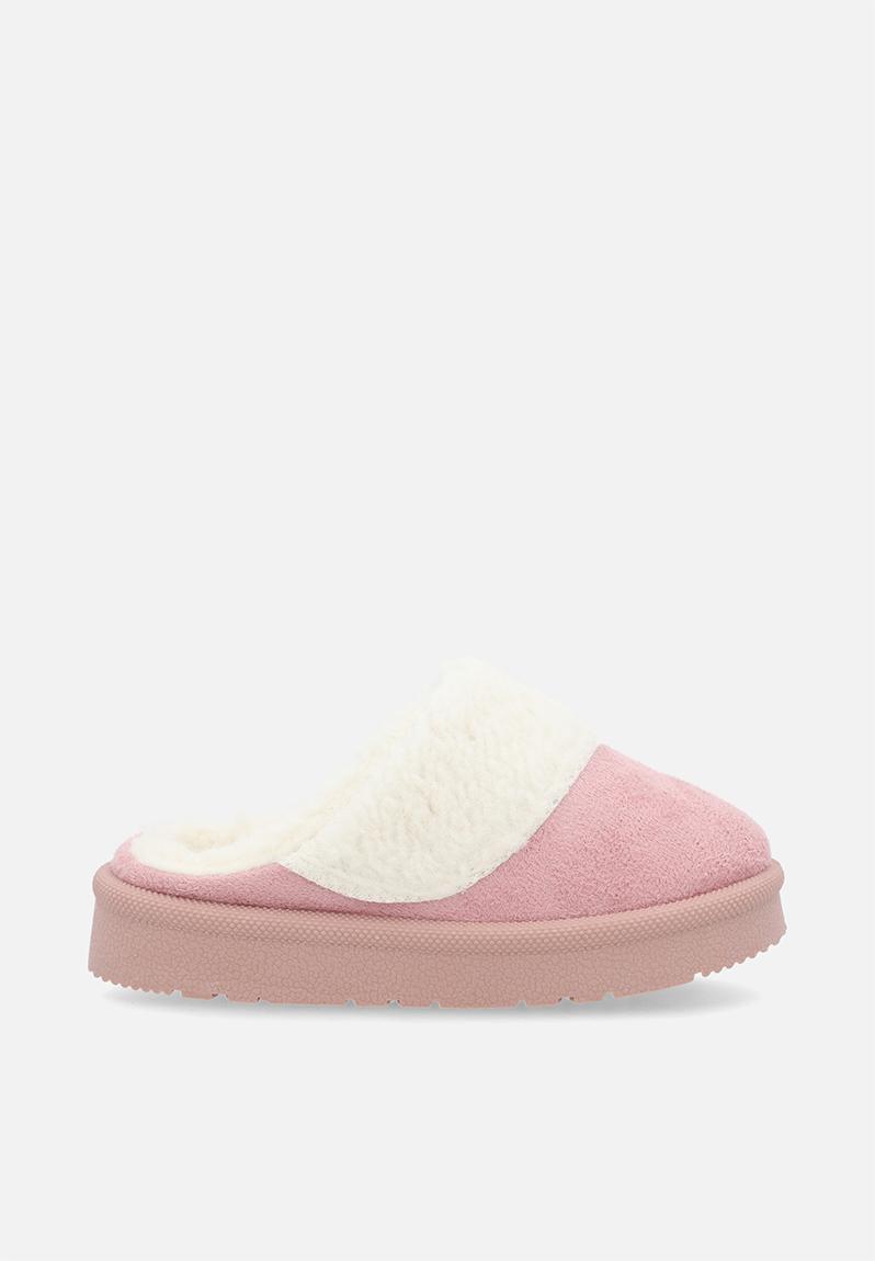 Sherpa lined slippers - pink