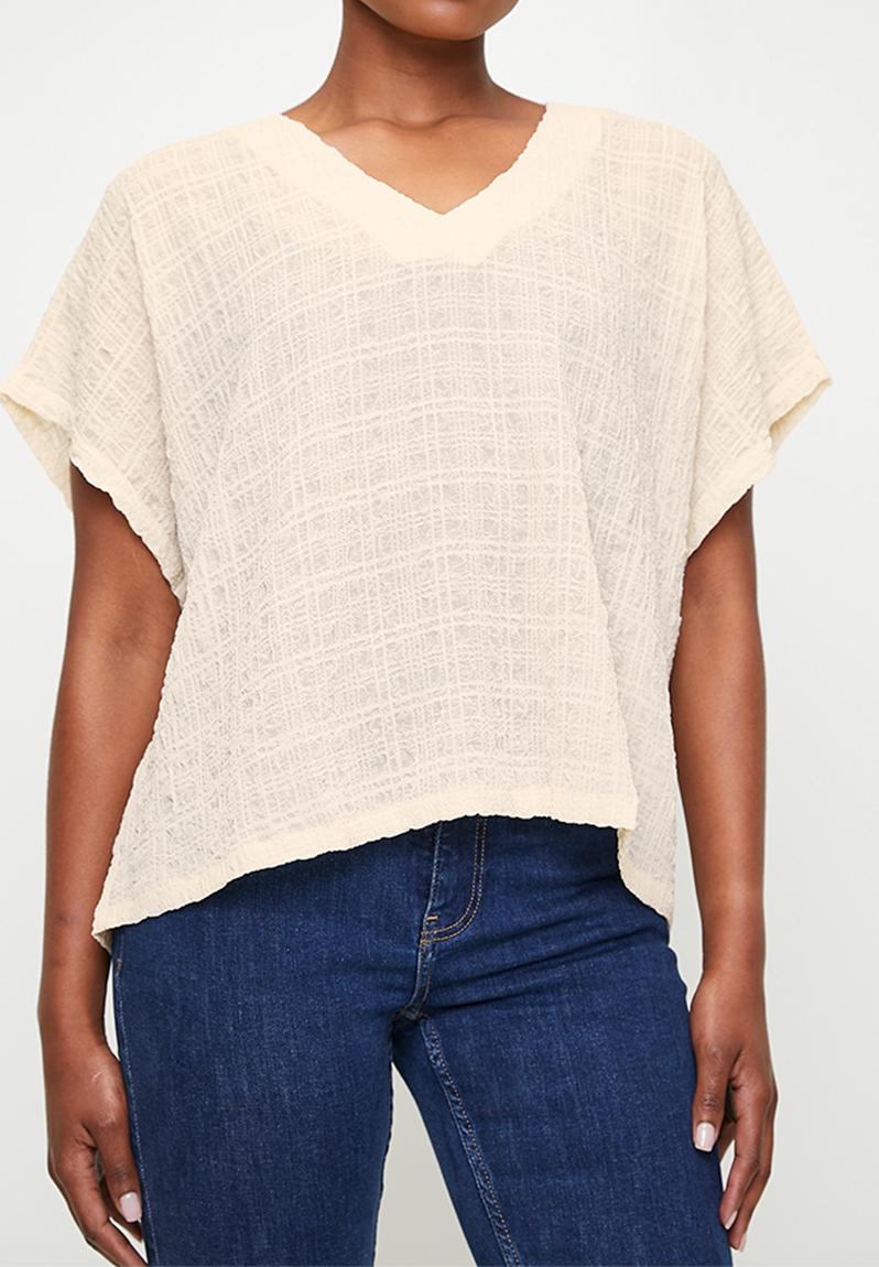 Laundered v-neck boxy shell - ecru edit Blouses | Superbalist