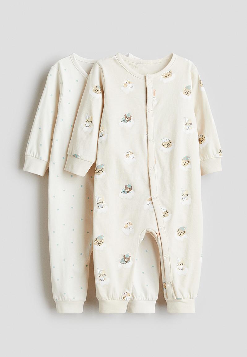 2-pack patterned cotton pyjamas - cream/sleeping animals - 1099843025