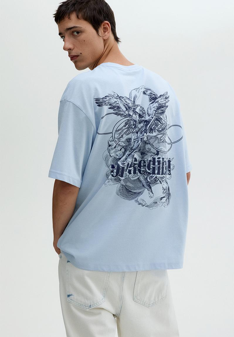 Loose fit printed T-shirt - light blue non redibit - 1034065185