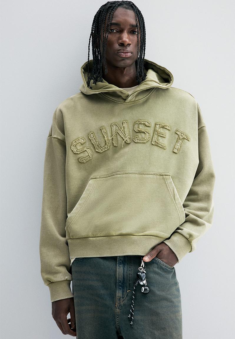 Oversized fit printed hoodie - green sunset - 1290855002