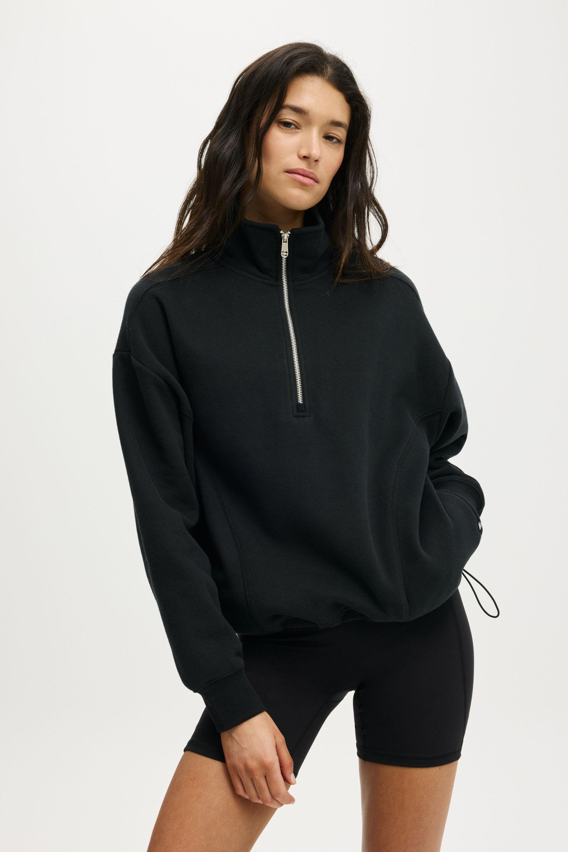 Plush Half Zip Sweatshirt - Black