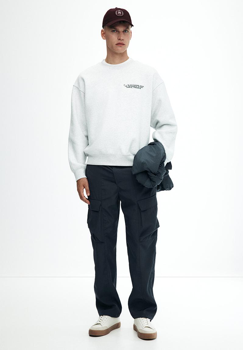 Relaxed fit nylon cargo trousers - steel blue - 1292108003