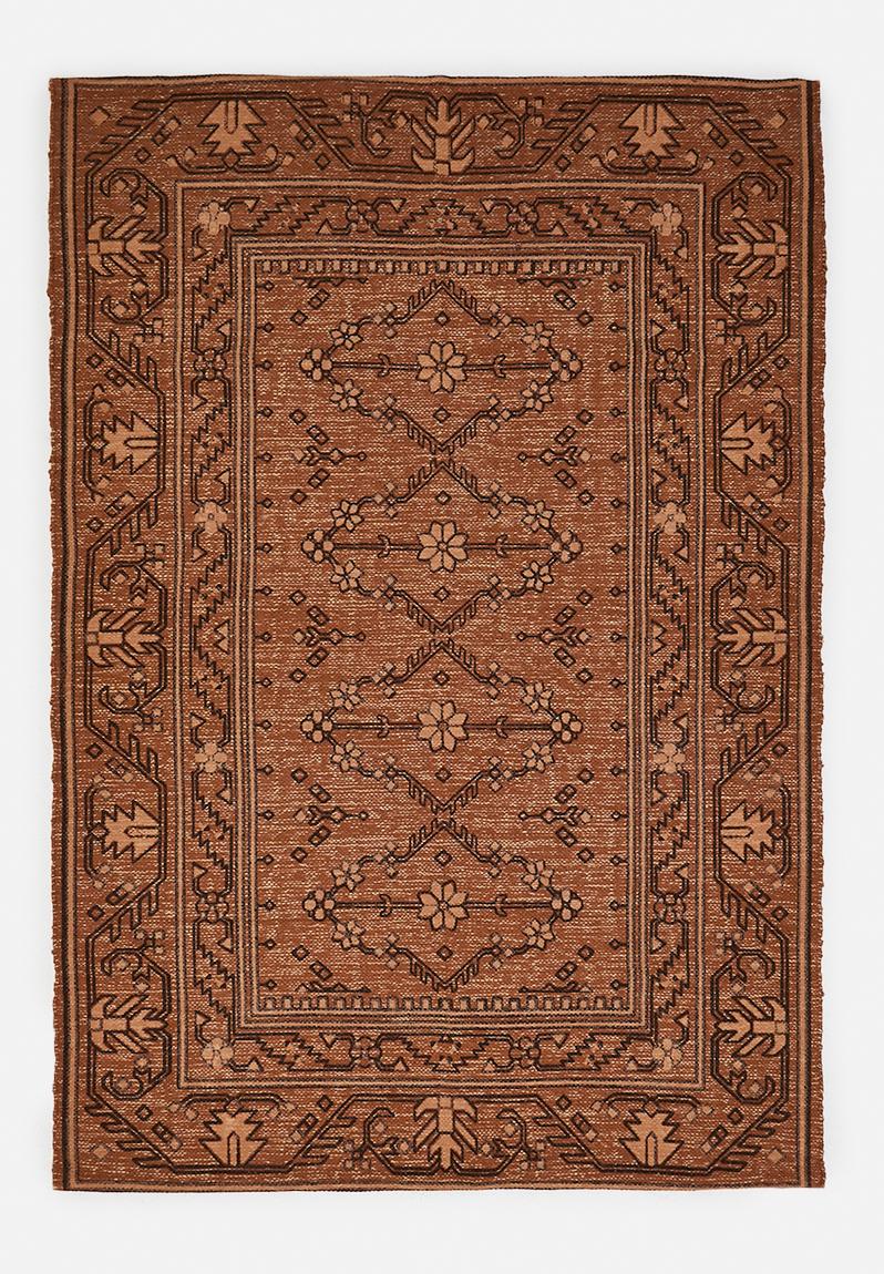 ラグ cotton mini rug 9dot brown Flo Cotton Printed Rug Rust