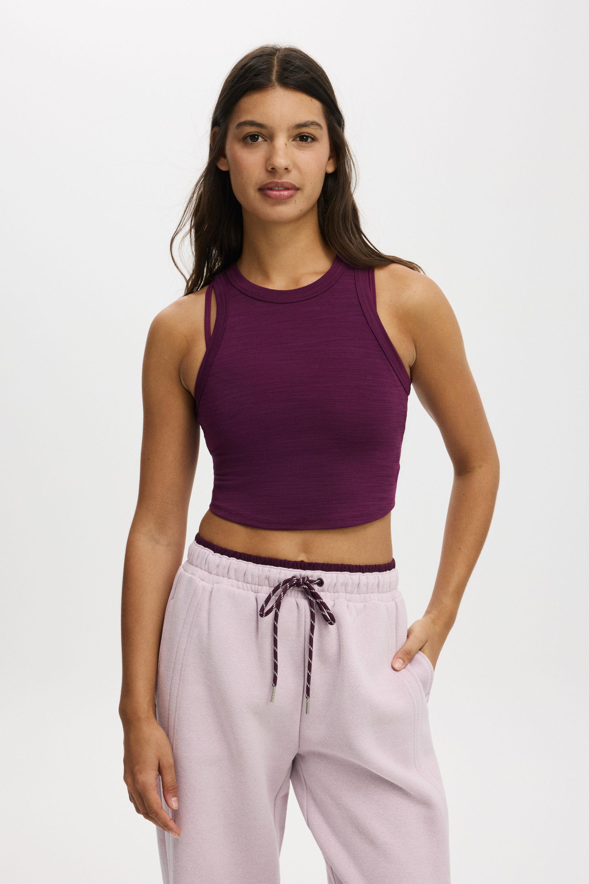 Active Rib Curved Hem Tank - Pickled Beet Marle