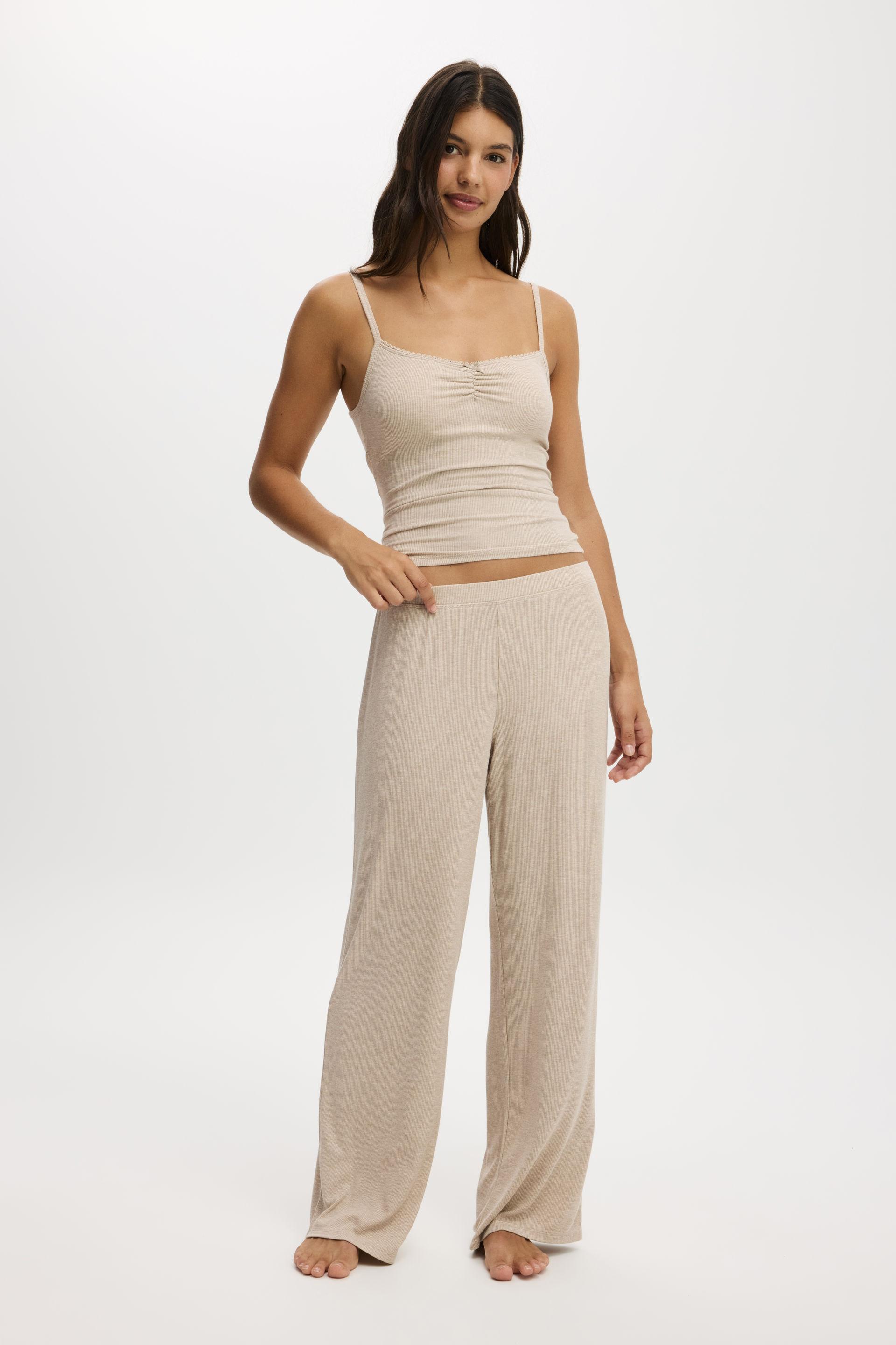 Sleep recovery wide leg pant - sesame marle