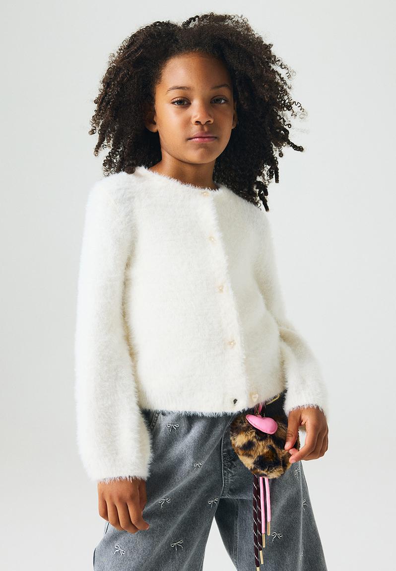 Fluffy cardigan - white - 1293272001