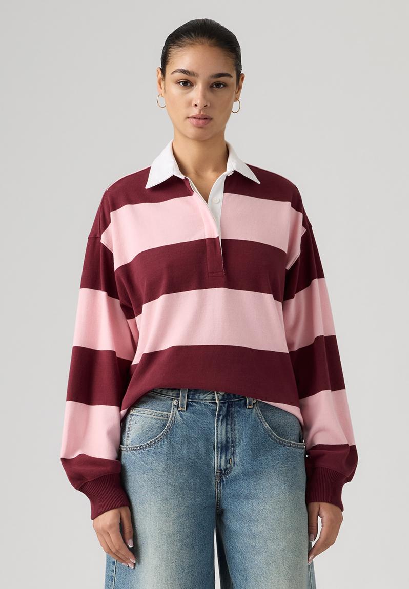 Reenie rugby ls - katie stripe coral blush heavyweight jersey