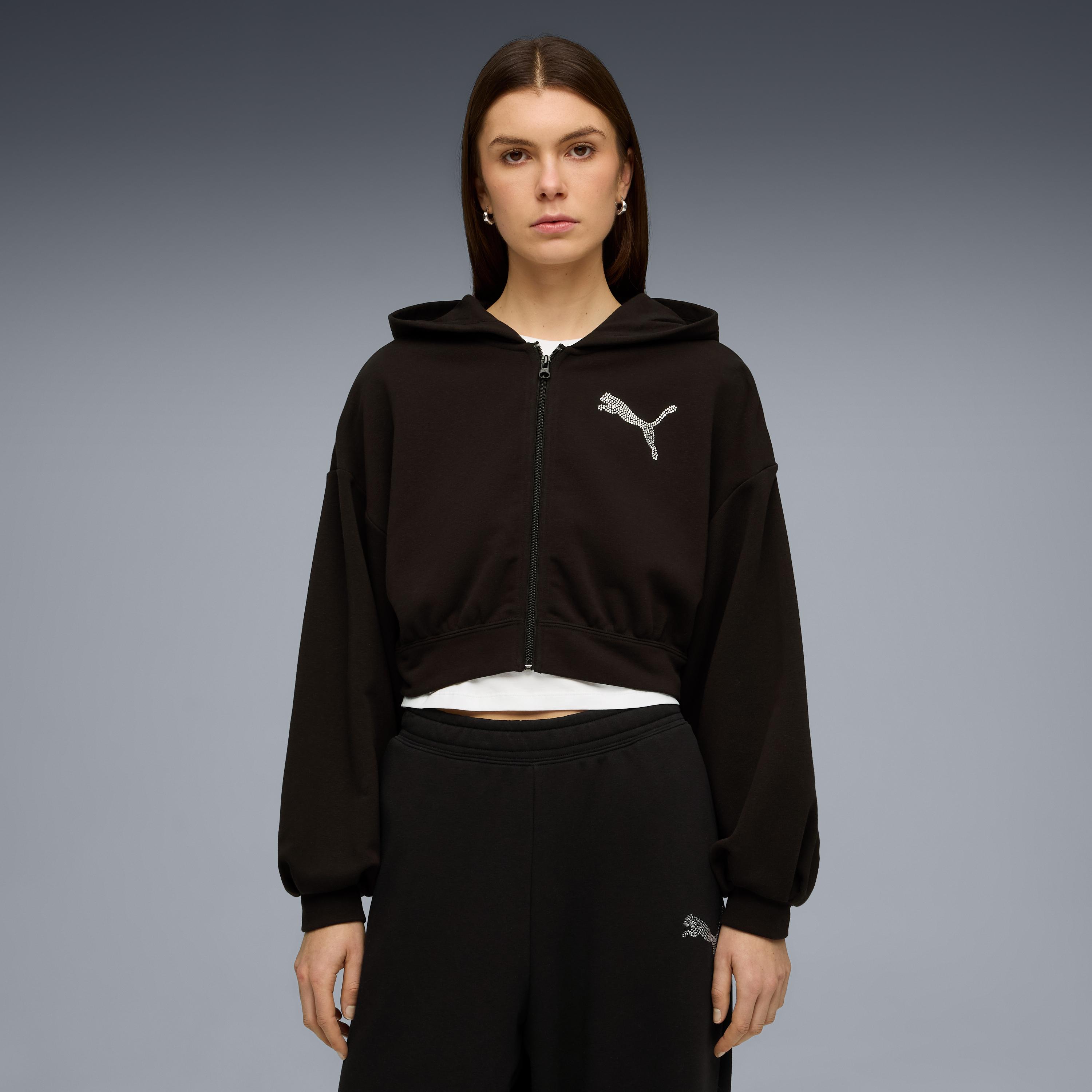 Essentials Graphic Bedazzled Fz Hoodie T - Puma Black