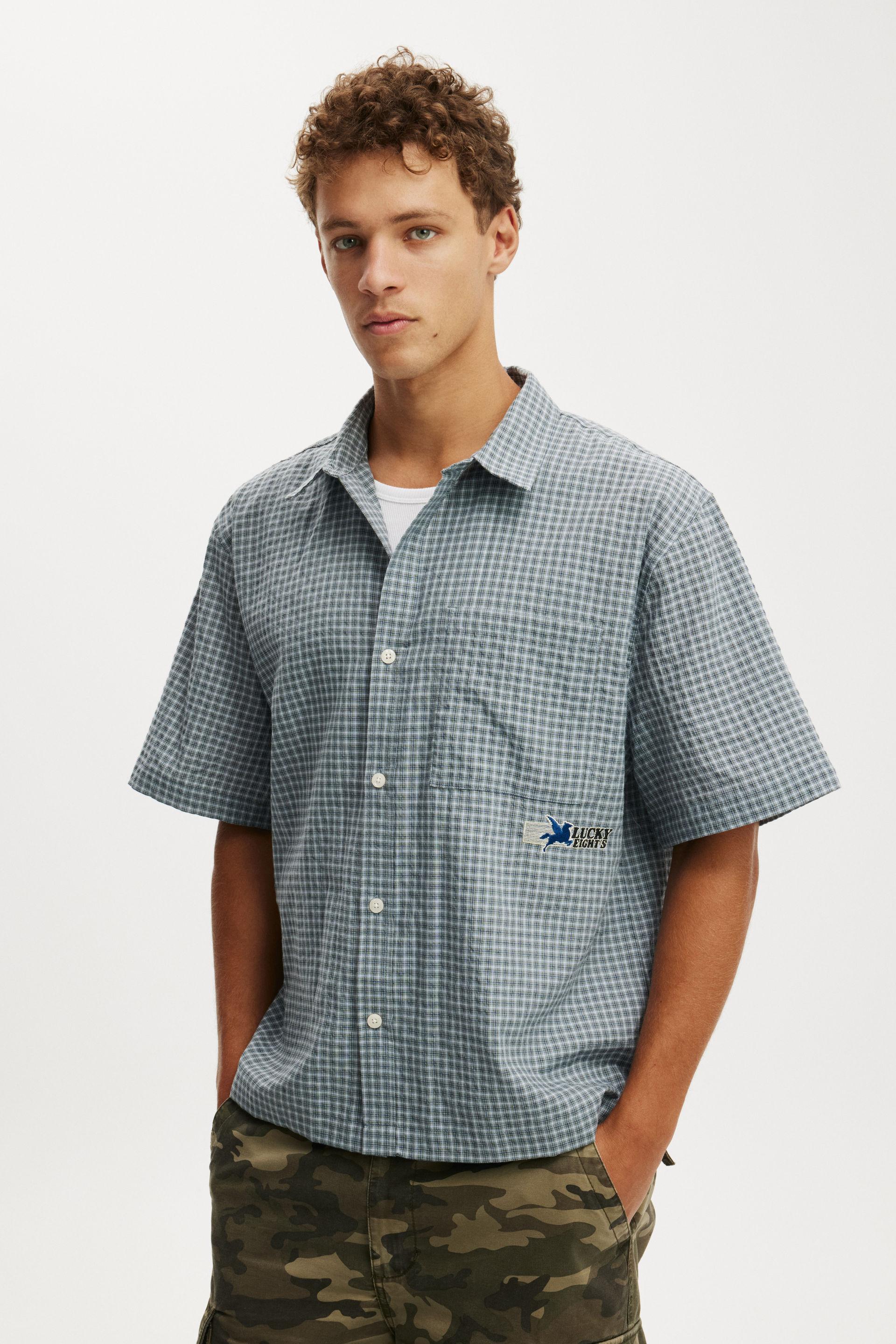 Lucky Short Sleeve Shirt - Blue Check/Lucky 888
