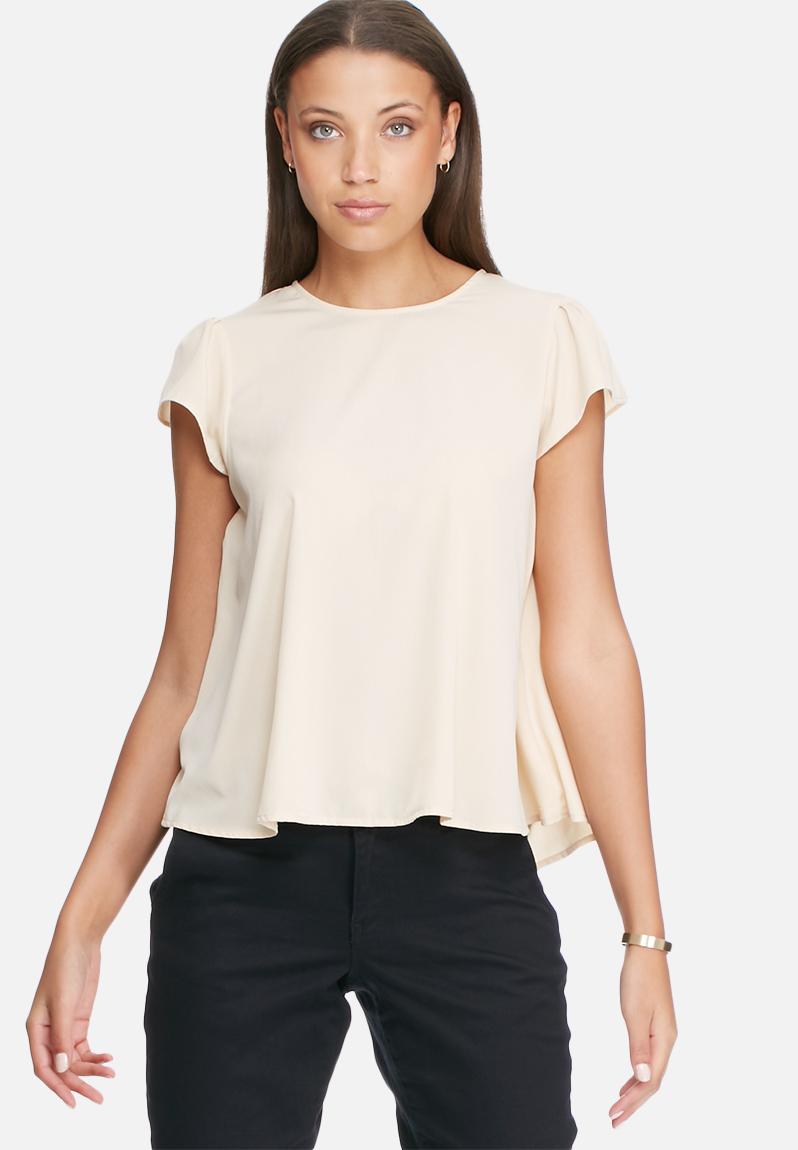 Emily capsleeve top Ivory cream Vero Moda Blouses