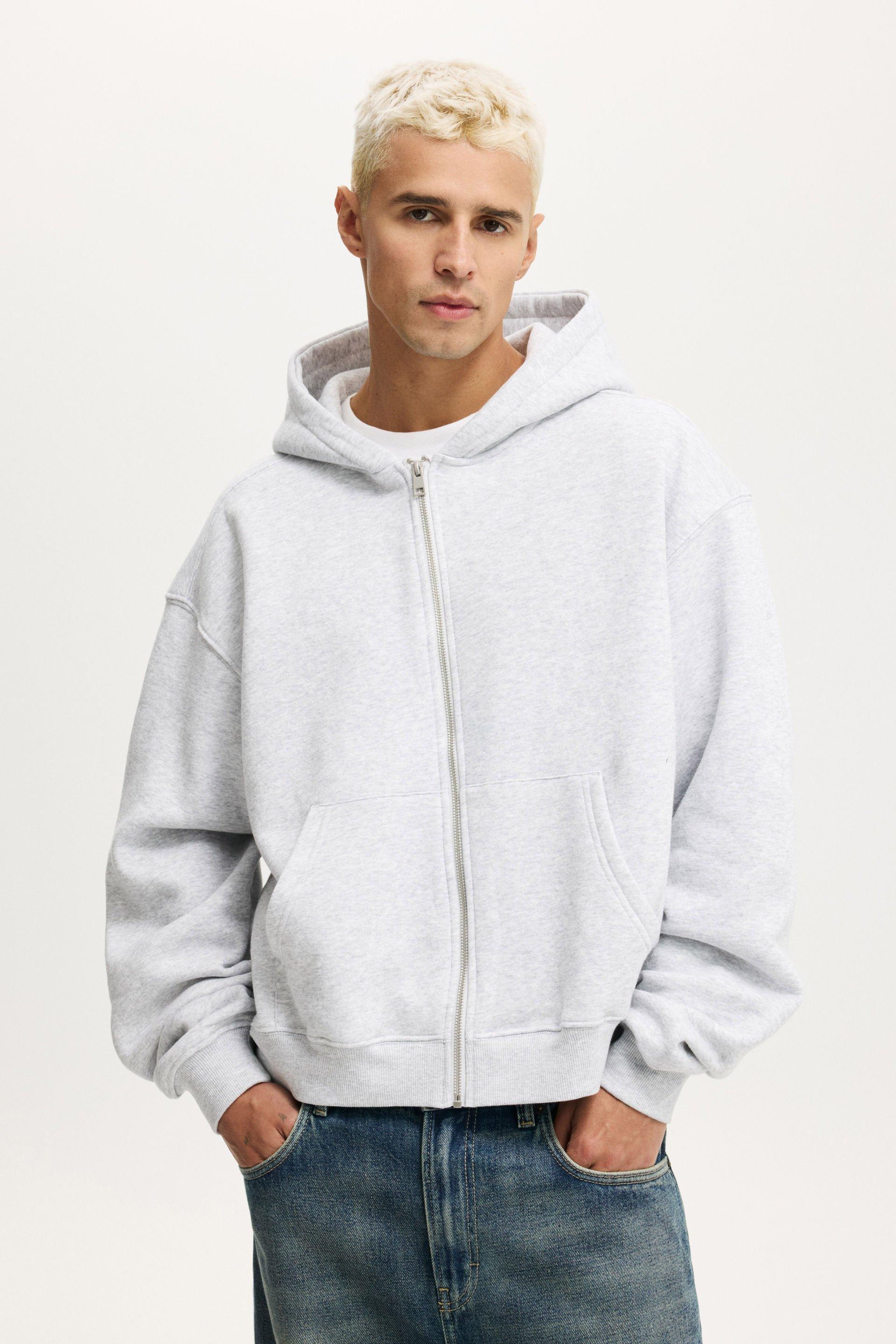 Cropped Zip Up Hoodie - Grey Marle 1