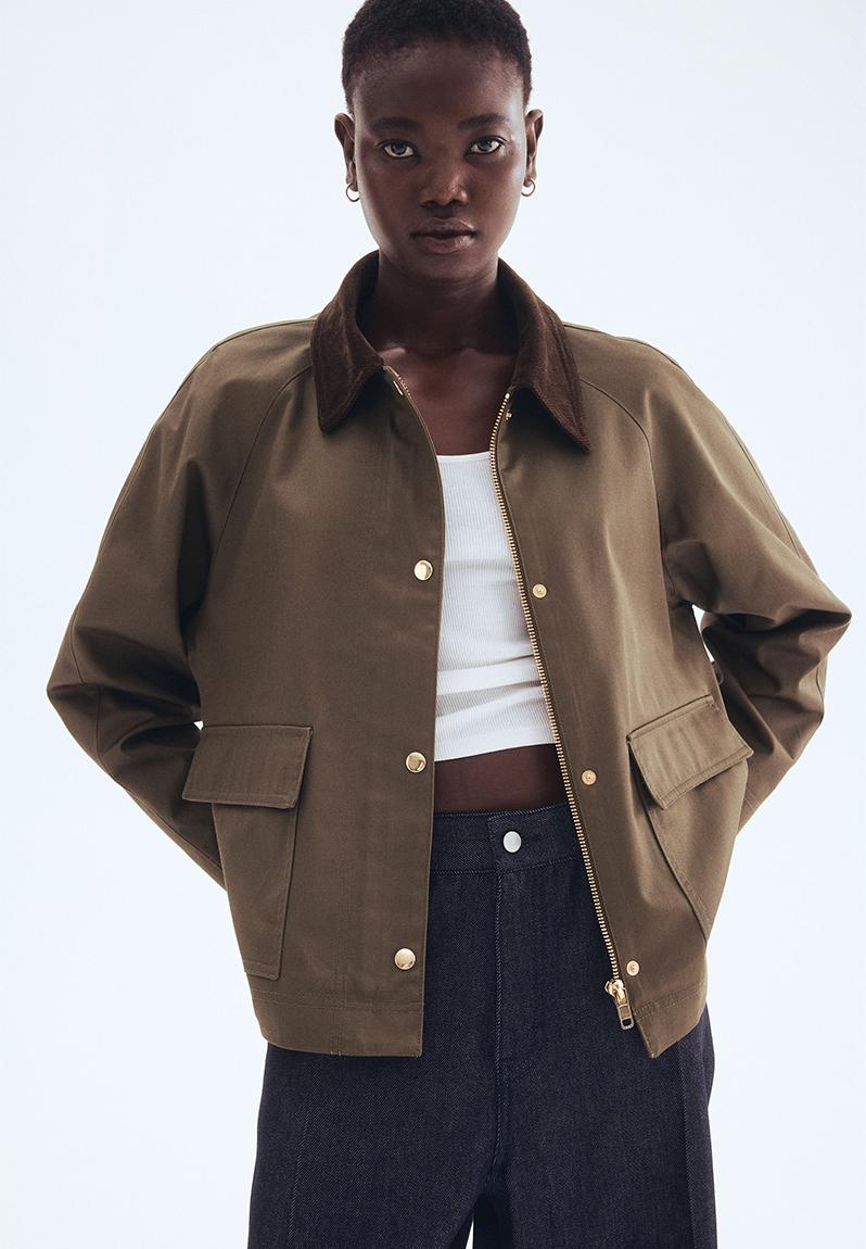 スノーボード LOGO QUILTING COLLAR JACKET KHAKI Corduroy-collar jacket - dark khaki green - 1288081002
