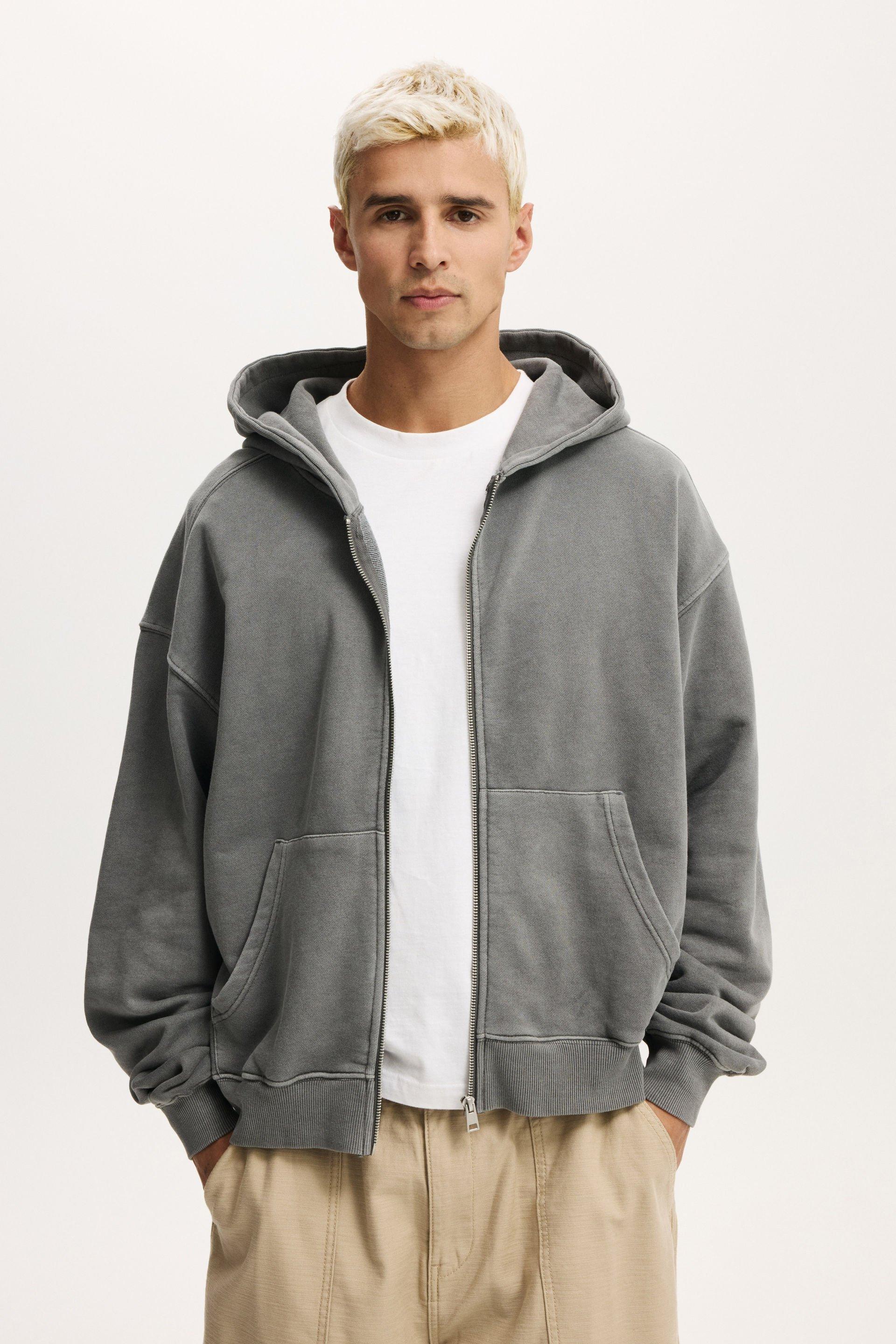Cropped Zip Up Hoodie - Slate Stone Wash