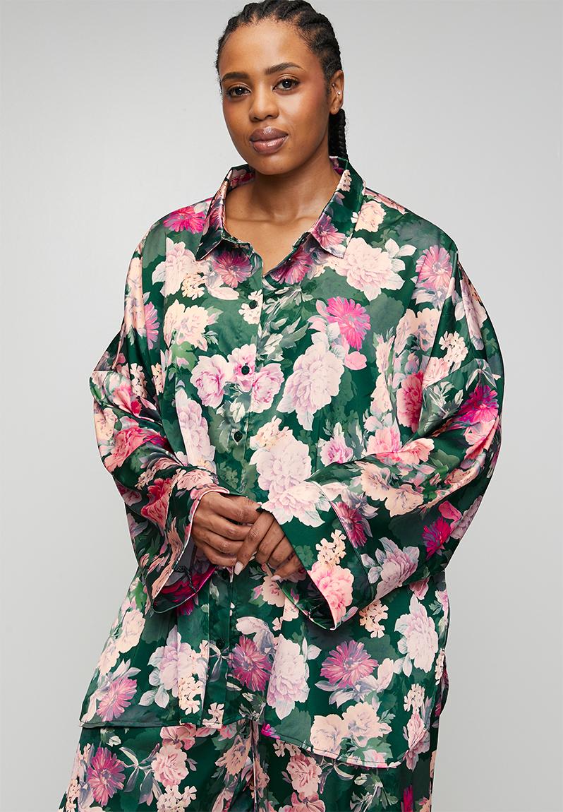 Plus jade shirt - green print