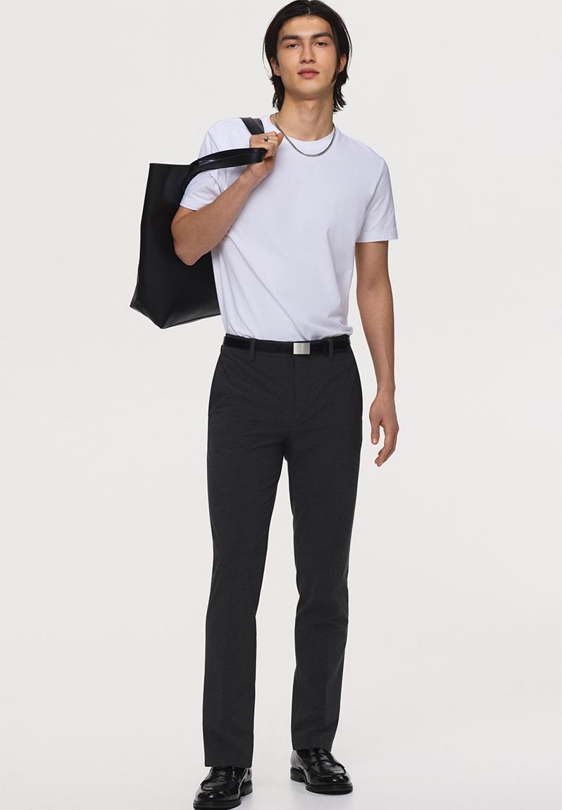 Slim fit tailored trousers - dark grey - 1253395011