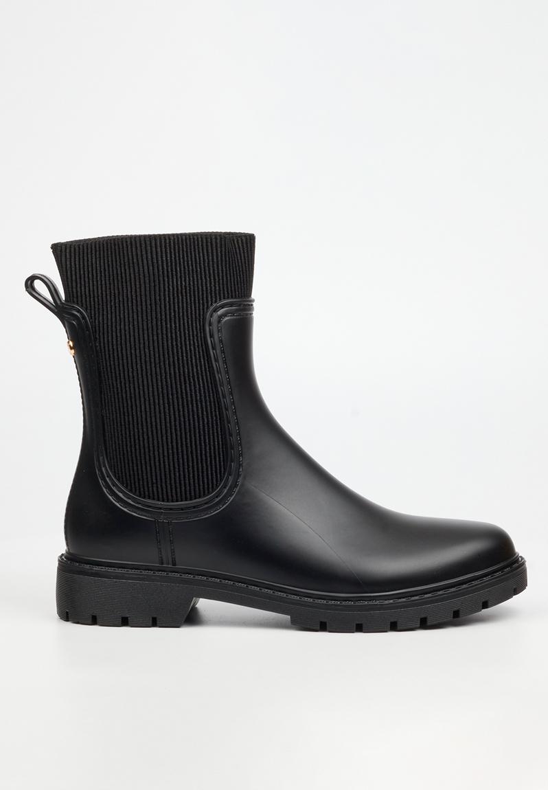 Puddle 2 ribbed sock rain boot - black