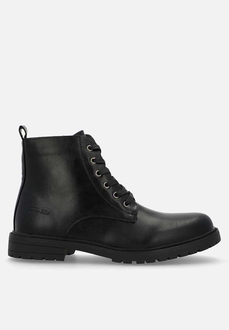 Pu Lace Up With Side Zip - Black