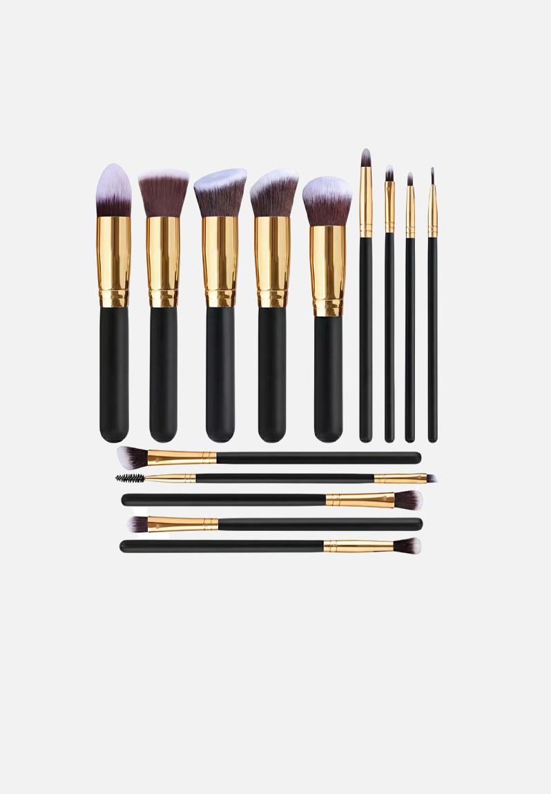 Make Up Brush 14 Piece Set - Black & Rose Gold