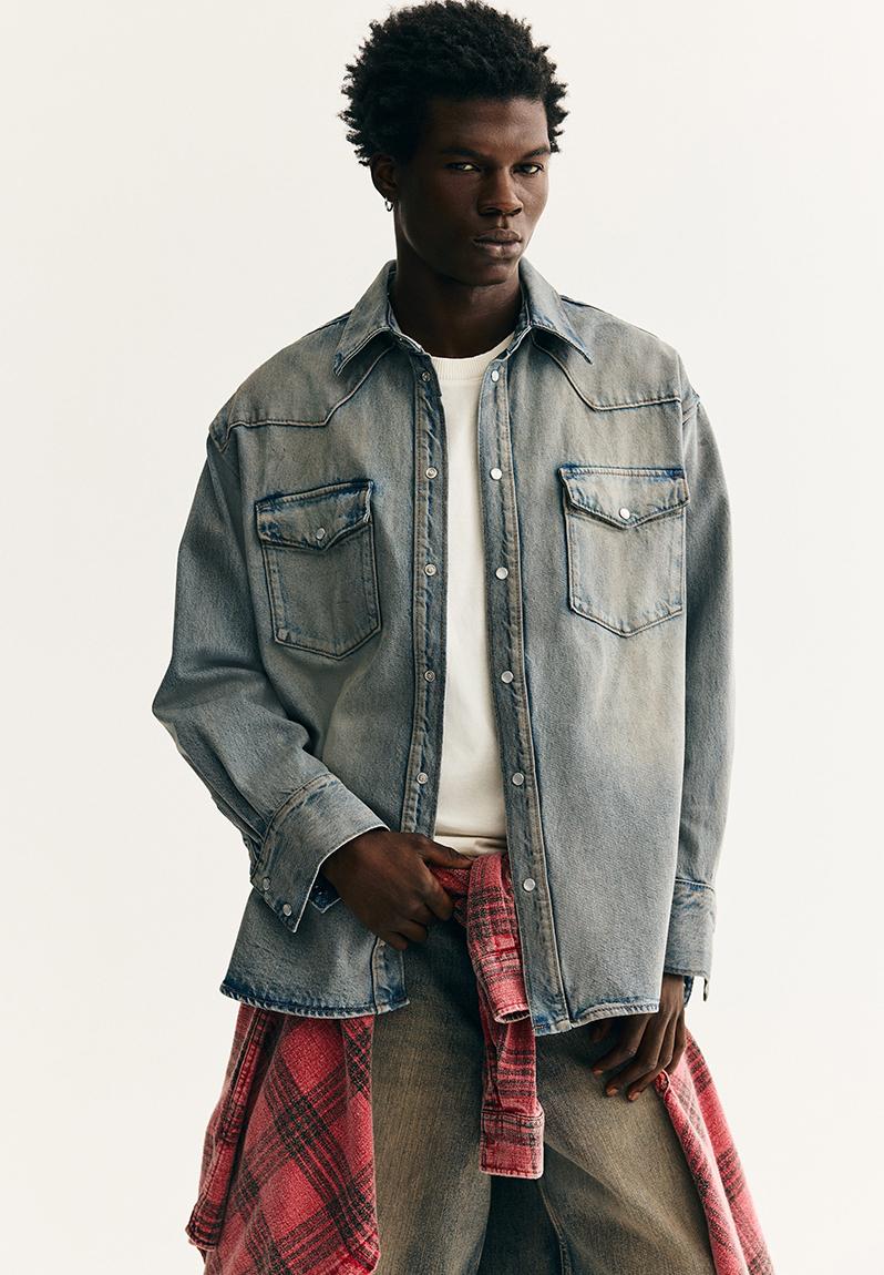 Oversized fit denim shirt - denim blue - 1306110001