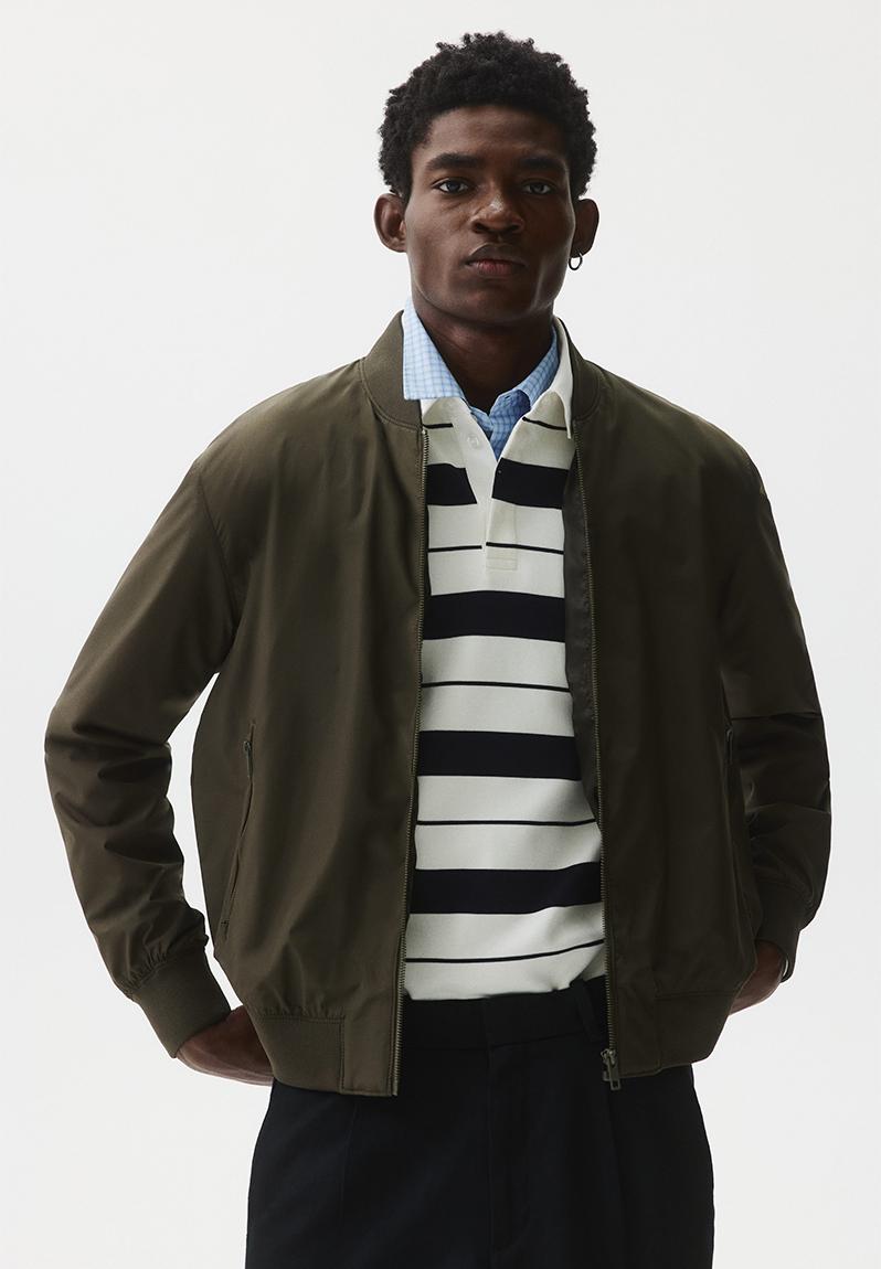Lightweight bomber jacket - dark khaki green - 1293696002