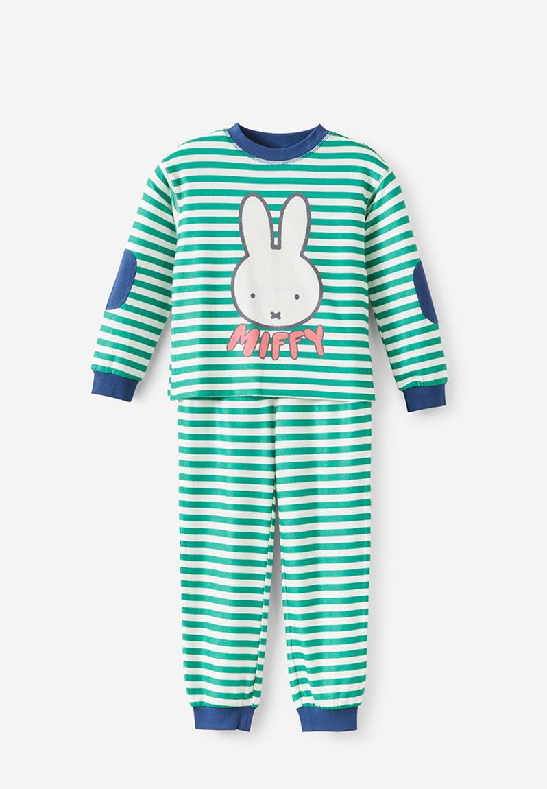 Snoozesoft Long Sleeve Pj Set License -Lcn Mif Deep Mint Stripe/Miffy Face