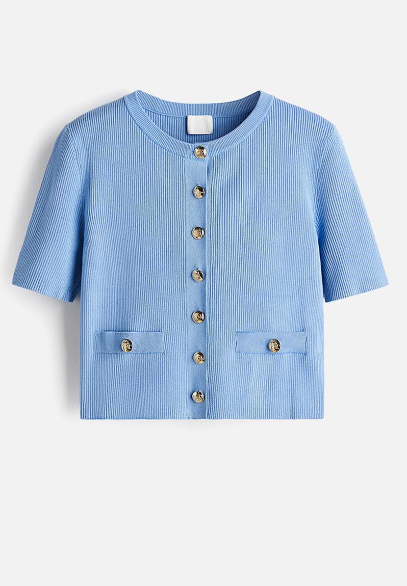 Short-sleeved cardigan - light blue - 1294717001
