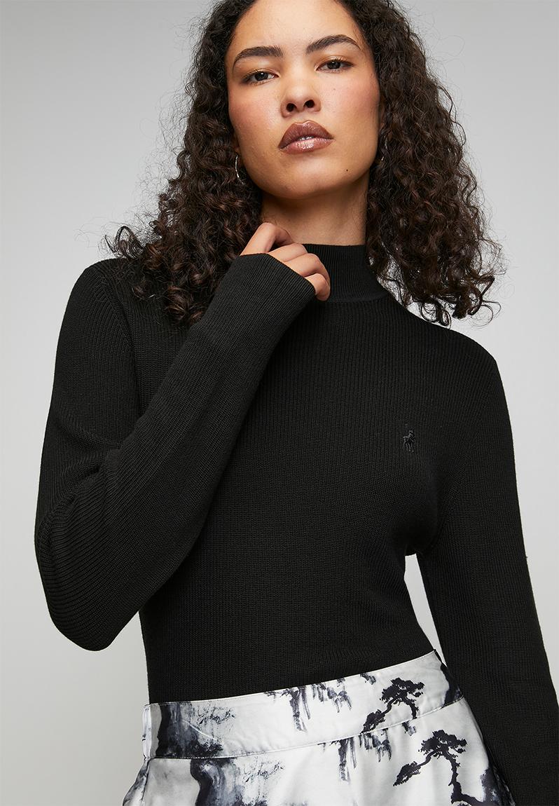 Wmn Amelia Ls Mock Neck Knit - Black