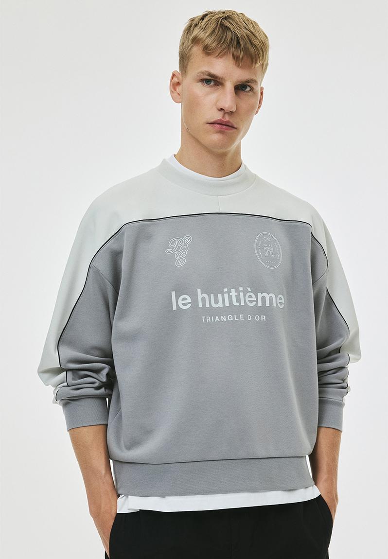 Oversized fit sweatshirt - white/grey - 1311909001