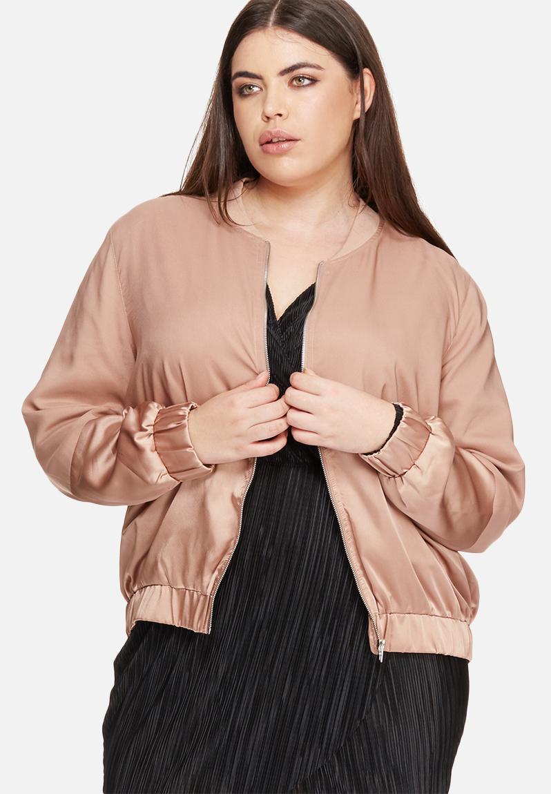 Download Plus size two tone satin bomber jacket - camel Missguided ...