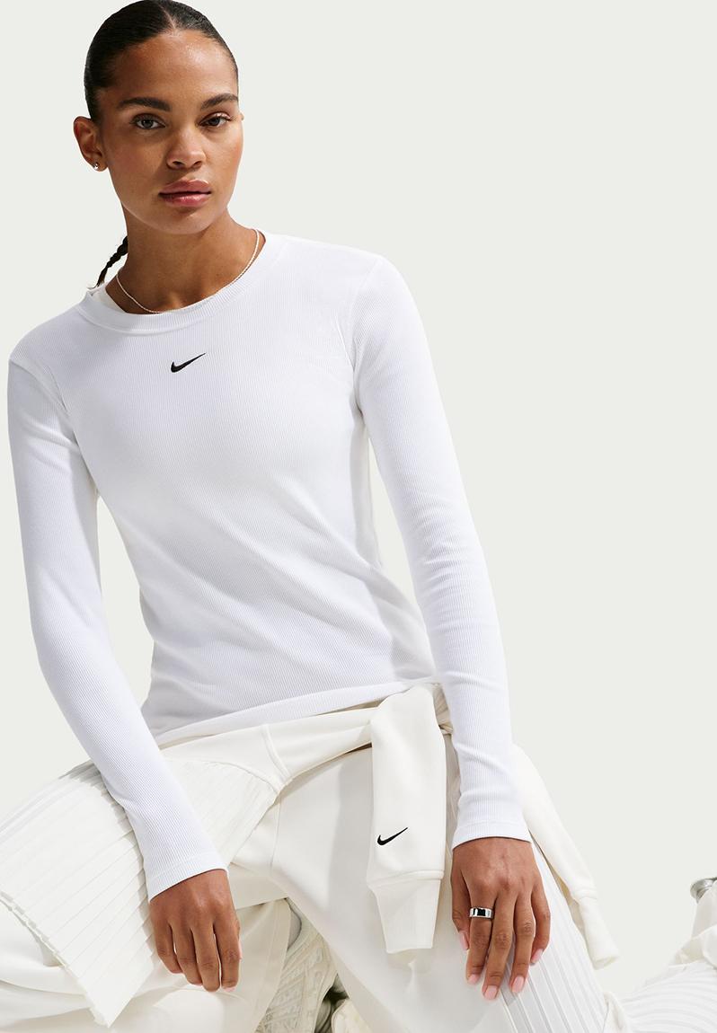 W Nsw Ls Tee Rib Tight - White/Black