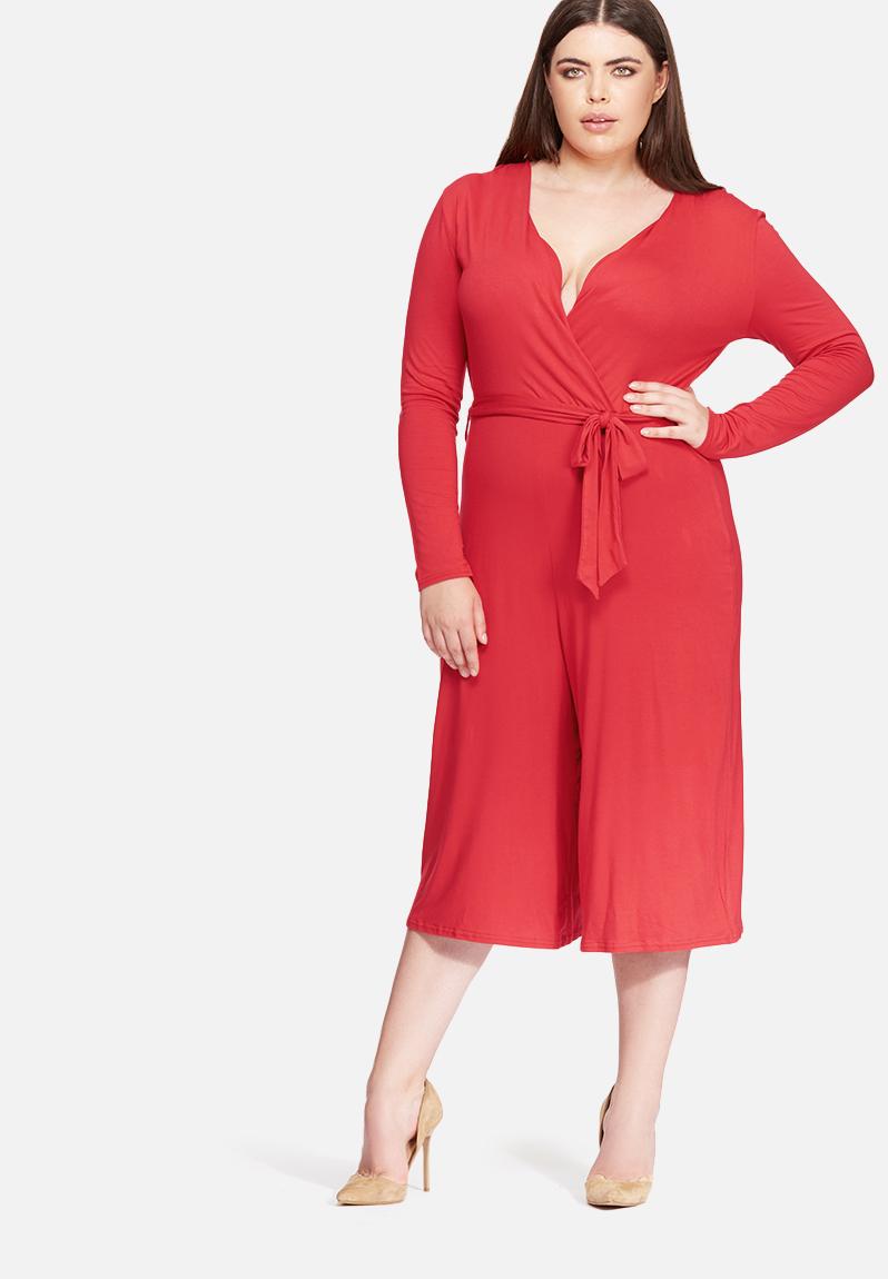 Plus Size Wrap Jumpsuit Red Missguided Jumpsuits And Playsuits