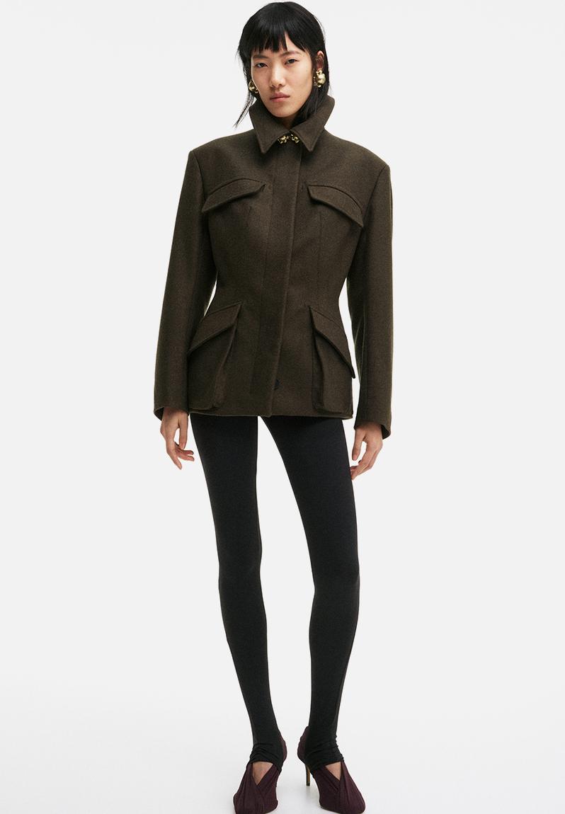 H&M Studio: Wool-blend jacket - dark green - 1319462001