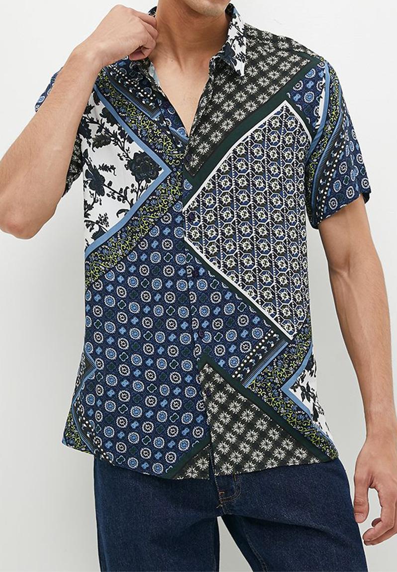 Ss Eco Rayon Geo Tile Shirt - Geo Tile Scarf