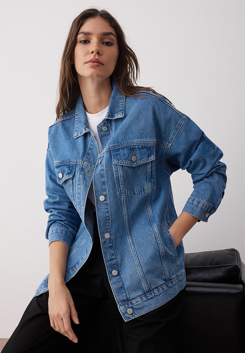 Oversize Trucker Denim Jacket - Blue